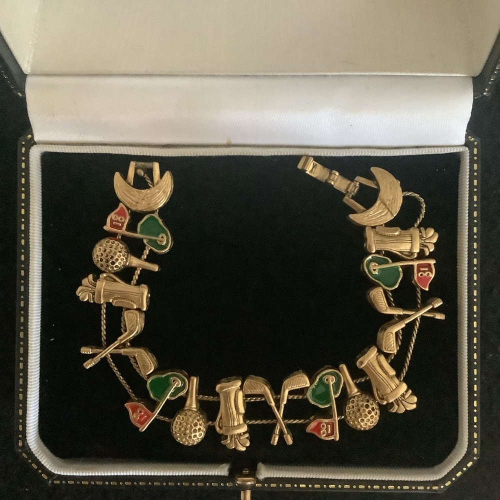 Vintage golf slide charm bracelet.